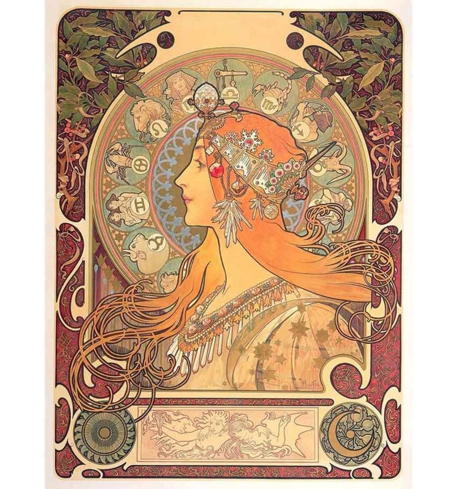 ' La Plume의 황도대 달력(1897) , Alphonse Mucha (출처: Wikipedia)