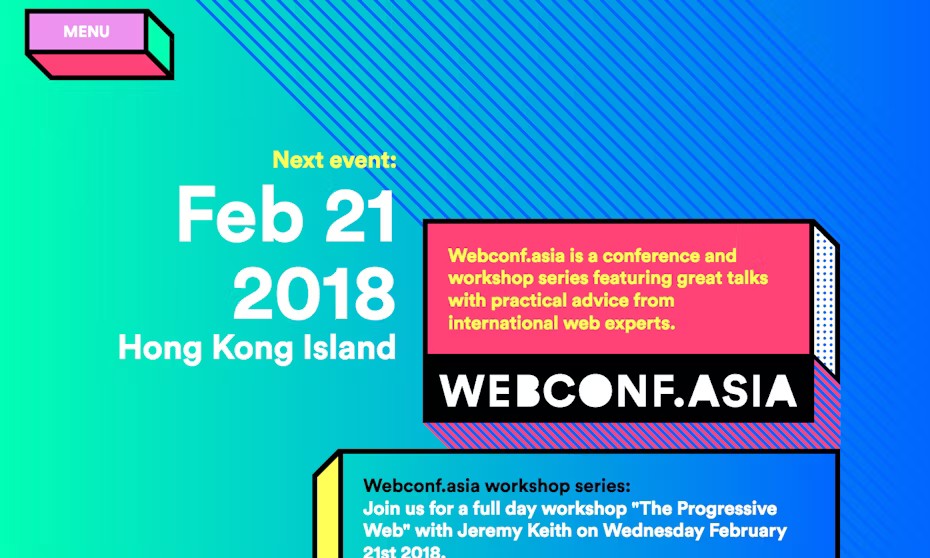  Colorful landing page with a touch of brutalism via Webconf.asia